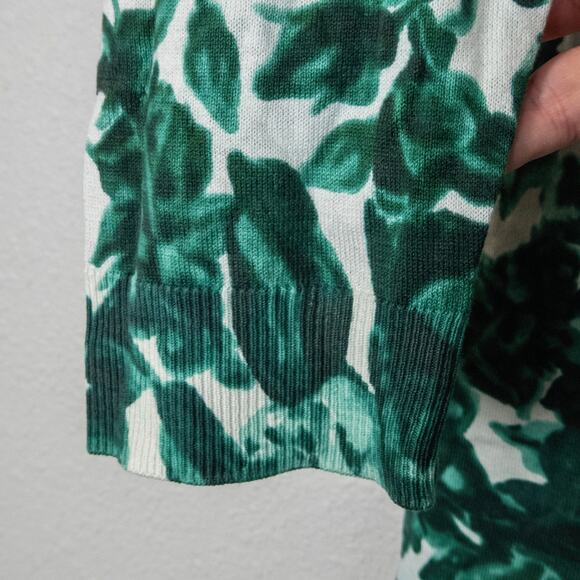 Talbots Women’s Blouse Green Floral Botanical Garden Prep Lightweight Knit Large - Picture 8 of 10